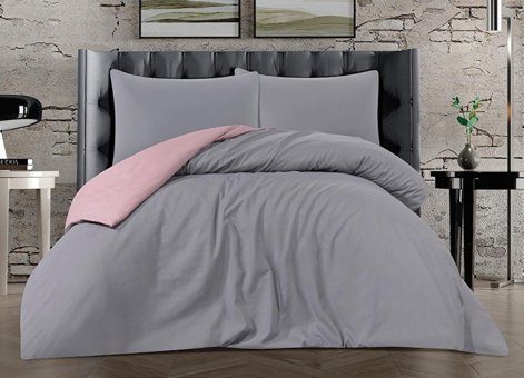 La Lady Arus Pamuk Dört Mevsim 200 x 220 cm Çift Taraflı Çift Kişilik Nevresim Takımı Gri Pudra