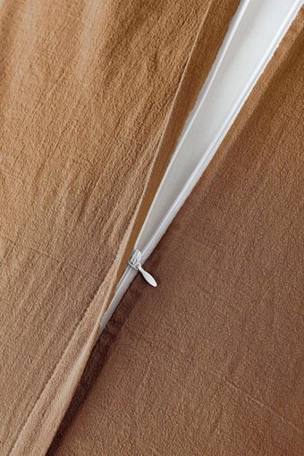 Vivamaison Keten Pamuk Dört Mevsim 200 x 220 cm Düz Çift Kişilik Nevresim Takımı Kahverengi