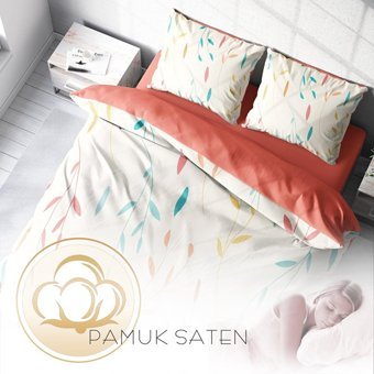 Mono Home Pamuk Saten Dört Mevsim 200 x 220 cm 3D Çift Kişilik Nevresim Takımı Yavruağzı
