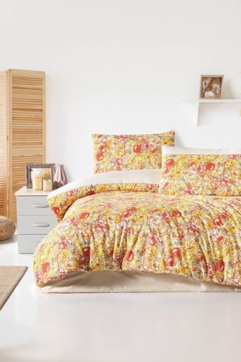 Depomaxx Pamuk Polyester Dört Mevsim 200 x 220 cm Rose Çift Kişilik Nevresim Takımı Bej