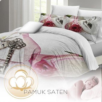 Mono Home Pamuk Saten Dört Mevsim 200 x 220 cm 3D Çift Kişilik Nevresim Takımı Kırık Beyaz