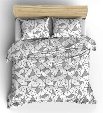 Makiteks Pamuk Dört Mevsim 200 x 220 cm Geometrik Çift Kişilik Nevresim Takımı Gri