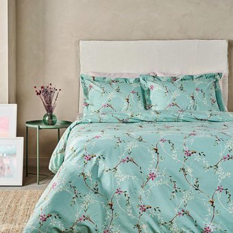Marie Claire Pamuk Ranforce Dört Mevsim 200 x 220 cm Çiçekli Çift Kişilik Nevresim Takımı Yeşil