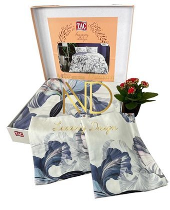Taç Saten Dört Mevsim 200 x 220 cm Desenli Çift Kişilik Nevresim Takımı Mor