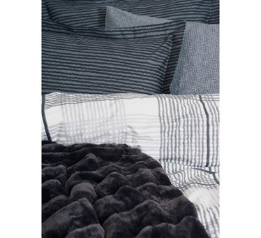 Cotton Box Ranforce Kışlık 200 x 220 cm Battaniyeli Ekoseli Çift Kişilik Nevresim Takımı Siyah