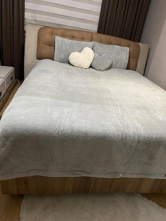 Tly Home Textiles Pamuk Kışlık 200 x 220 cm Lastikli Peluş Çift Kişilik Nevresim Takımı Gri