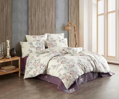 La Lady Arus Pamuk Dört Mevsim 200 x 220 cm Desenli Çift Kişilik Nevresim Takımı Çok Renkli
