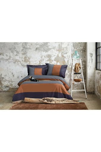 İssimo Home Pamuk Saten Dört Mevsim 200 x 220 cm Çizgili Çift Kişilik Nevresim Takımı Lacivert Mavi
