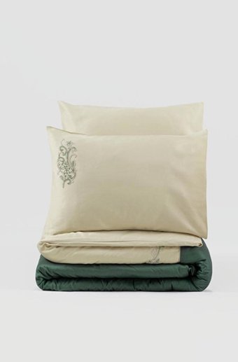 Cotton Box Saten Dört Mevsim 200 x 220 cm Modern Çift Kişilik Nevresim Takımı Yeşil