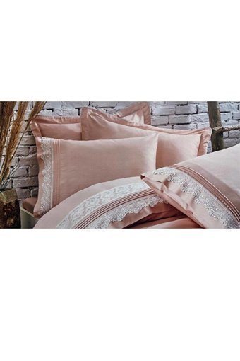 Ecocotton Pamuk Dört Mevsim 200 x 220 cm Etnik Çift Kişilik Nevresim Takımı Pudra