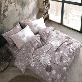 Nevresim Dünyası Ranforce Dört Mevsim 200 x 220 cm Çiçekli Çift Kişilik Nevresim Takımı Kahverengi