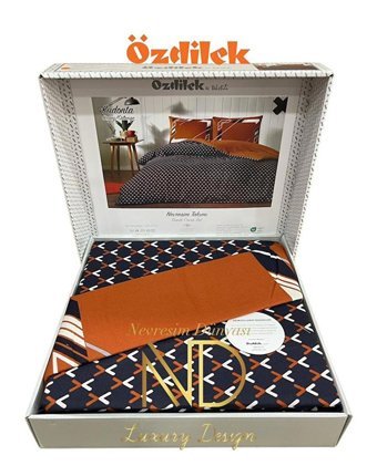 Özdilek Ranforce Kışlık 200 x 220 cm Çizgili Çift Kişilik Nevresim Takımı Turuncu