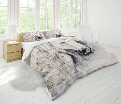 Asel Evim Pamuk Dört Mevsim 200 x 220 cm 3D Çift Kişilik Nevresim Takımı Beyaz Gri