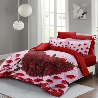 Mono Home Pamuk Saten Dört Mevsim 200 x 220 cm 3D Çift Kişilik Nevresim Takımı Kırmızı Pembe