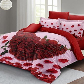 Mono Home Pamuk Saten Dört Mevsim 200 x 220 cm 3D Çift Kişilik Nevresim Takımı Kırmızı Pembe