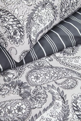 Luxart Pamuk Dört Mevsim 200 x 220 cm Lastikli Şal Desen Çift Kişilik Nevresim Takımı Gri