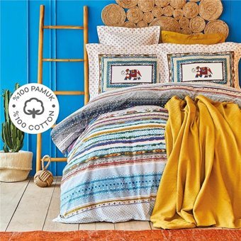 Karaca Home Pamuk Dört Mevsim 200 x 220 cm Hayvan Çift Kişilik Nevresim Takımı Hardal