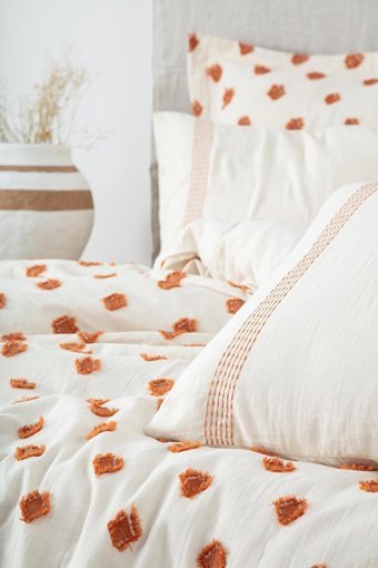 Ecocotton Pamuk Dört Mevsim 200 x 220 cm Modern Çift Kişilik Nevresim Takımı Terra