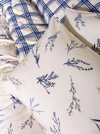 Cotton Box Pamuk Dört Mevsim 200 x 220 cm Ekoseli Çift Kişilik Nevresim Takımı Mavi
