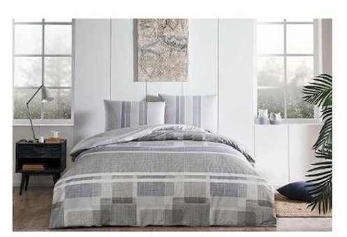 Taç Ranforce Dört Mevsim 200 x 220 cm Geometrik Çift Kişilik Nevresim Takımı Mavi