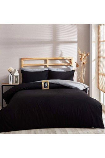 Mira Home Pamuk Dört Mevsim 200 x 220 cm Çift Taraflı Çift Kişilik Nevresim Takımı Gri Siyah