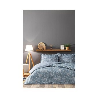 Özdilek Pamuk Kışlık 200 x 220 cm Lastikli Çiçekli Çift Kişilik Nevresim Takımı Mavi