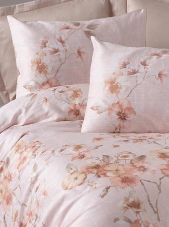 Cotton Box Saten Dört Mevsim 200 x 220 cm Çiçekli Çift Kişilik Nevresim Takımı Pembe