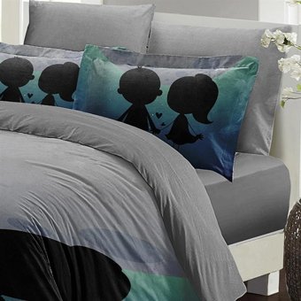 Mono Home Pamuk Saten Dört Mevsim 200 x 220 cm 3D Çift Kişilik Nevresim Takımı Gri