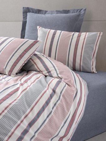 Cotton Box Pamuk Polyester Dört Mevsim 200 x 220 cm Çizgili Çift Kişilik Nevresim Takımı Lacivert
