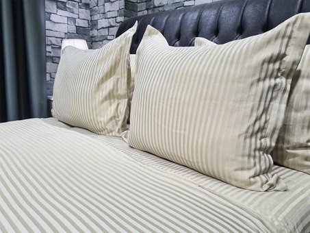 Çeyiz Diyarı Pamuk Dört Mevsim 200 x 220 cm Çizgili Çift Kişilik Nevresim Takımı Kahverengi