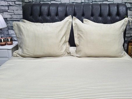 Çeyiz Diyarı Pamuk Dört Mevsim 200 x 220 cm Çizgili Çift Kişilik Nevresim Takımı Kahverengi