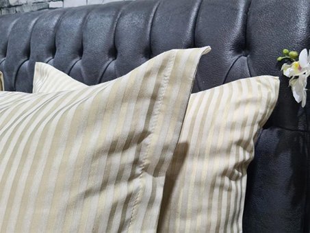 Çeyiz Diyarı Pamuk Dört Mevsim 200 x 220 cm Çizgili Çift Kişilik Nevresim Takımı Kahverengi