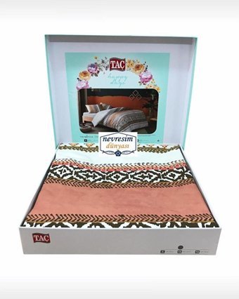 Taç Ranforce Dört Mevsim 200 x 220 cm Çizgili Çift Kişilik Nevresim Takımı Kahverengi