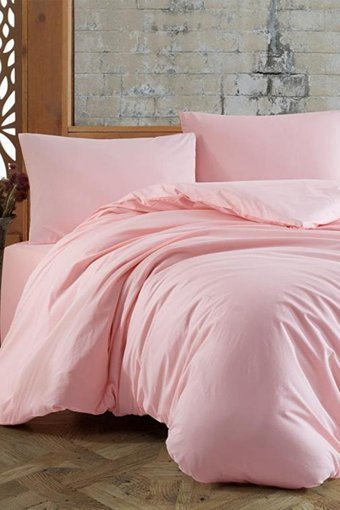Çeyiz Diyarı Ranforce Dört Mevsim 200 x 220 cm Düz Çift Kişilik Nevresim Takımı Pembe