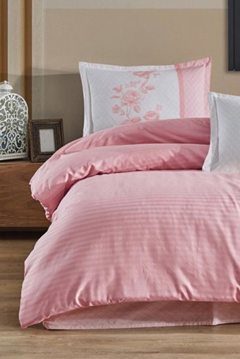 Clasy Ranforce Dört Mevsim 200 x 220 cm Fitilli Çift Kişilik Nevresim Takımı Pudra