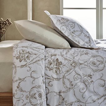 Marie Claire Pamuk Dört Mevsim 200 x 220 cm Çiçekli Çift Kişilik Nevresim Takımı Beyaz