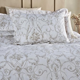 Marie Claire Pamuk Dört Mevsim 200 x 220 cm Çiçekli Çift Kişilik Nevresim Takımı Beyaz