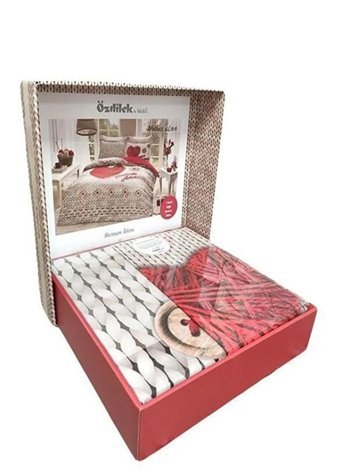 Özdilek Ranforce Kışlık 200 x 220 cm Kalp Çift Kişilik Nevresim Takımı Bej