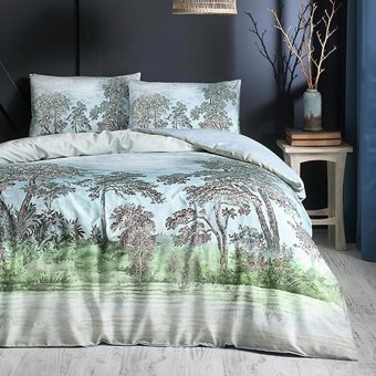 Özdilek Saten Kışlık 200 x 220 cm Ağaç Çift Kişilik Nevresim Takımı Yeşil