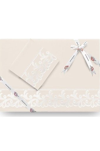 Çeyiz Diyarı Pamuk Dört Mevsim 200 x 225 cm Güpür Çift Kişilik Nevresim Takımı Krem