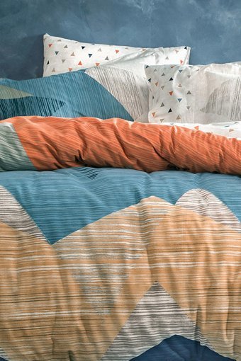 Yataş Ranforce Dört Mevsim 200 x 220 cm Geometrik Çift Kişilik Nevresim Takımı Lacivert