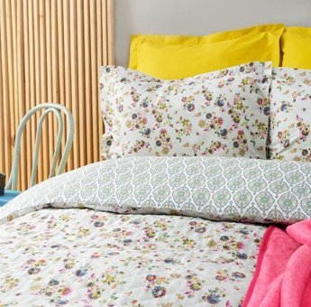 Karaca Home Pamuk Polyester Kışlık 200 x 220 cm Battaniyeli Çiçekli Çift Kişilik Nevresim Takımı İndigo