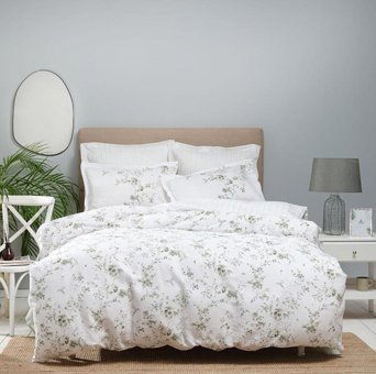 Karaca Home Pamuk Saten Dört Mevsim 200 x 220 cm Çiçekli Çift Kişilik Nevresim Takımı Yeşil