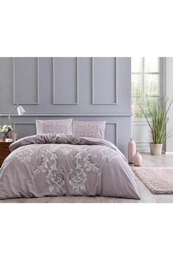 Taç Chelsea Ranforce Dört Mevsim 200 x 220 cm Lastikli Desenli Çift Kişilik Nevresim Takımı Taş