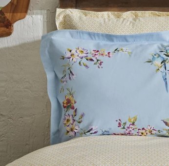 Karaca Home Pamuk Dört Mevsim 200 x 220 cm Çiçekli Çift Kişilik Nevresim Takımı Mavi