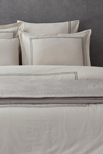 Ecocotton Pamuk Saten Dört Mevsim 200 x 220 cm Modern Çift Kişilik Nevresim Takımı Bej Gri