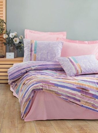 Cotton Box Ranforce Dört Mevsim 200 x 220 cm Batik Çift Kişilik Nevresim Takımı Pembe