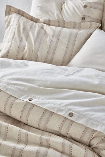 Ecocotton Keten Dört Mevsim 200 x 220 cm Şeritli Çift Kişilik Nevresim Takımı Terra