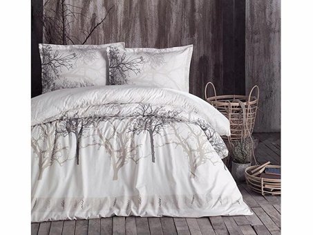 Clasy Ranforce Dört Mevsim 200 x 220 cm Doğa Çift Kişilik Nevresim Takımı Bej