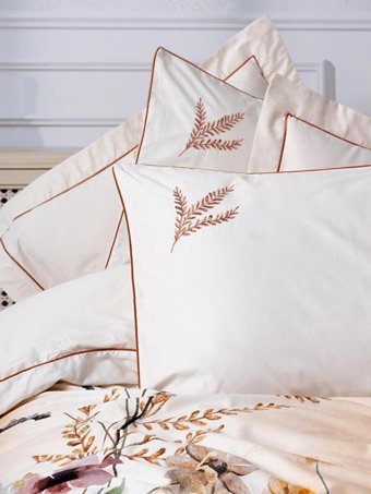 Nevresim Dünyası Saten Dört Mevsim 200 x 220 cm Çiçekli Çift Kişilik Nevresim Takımı Ekru